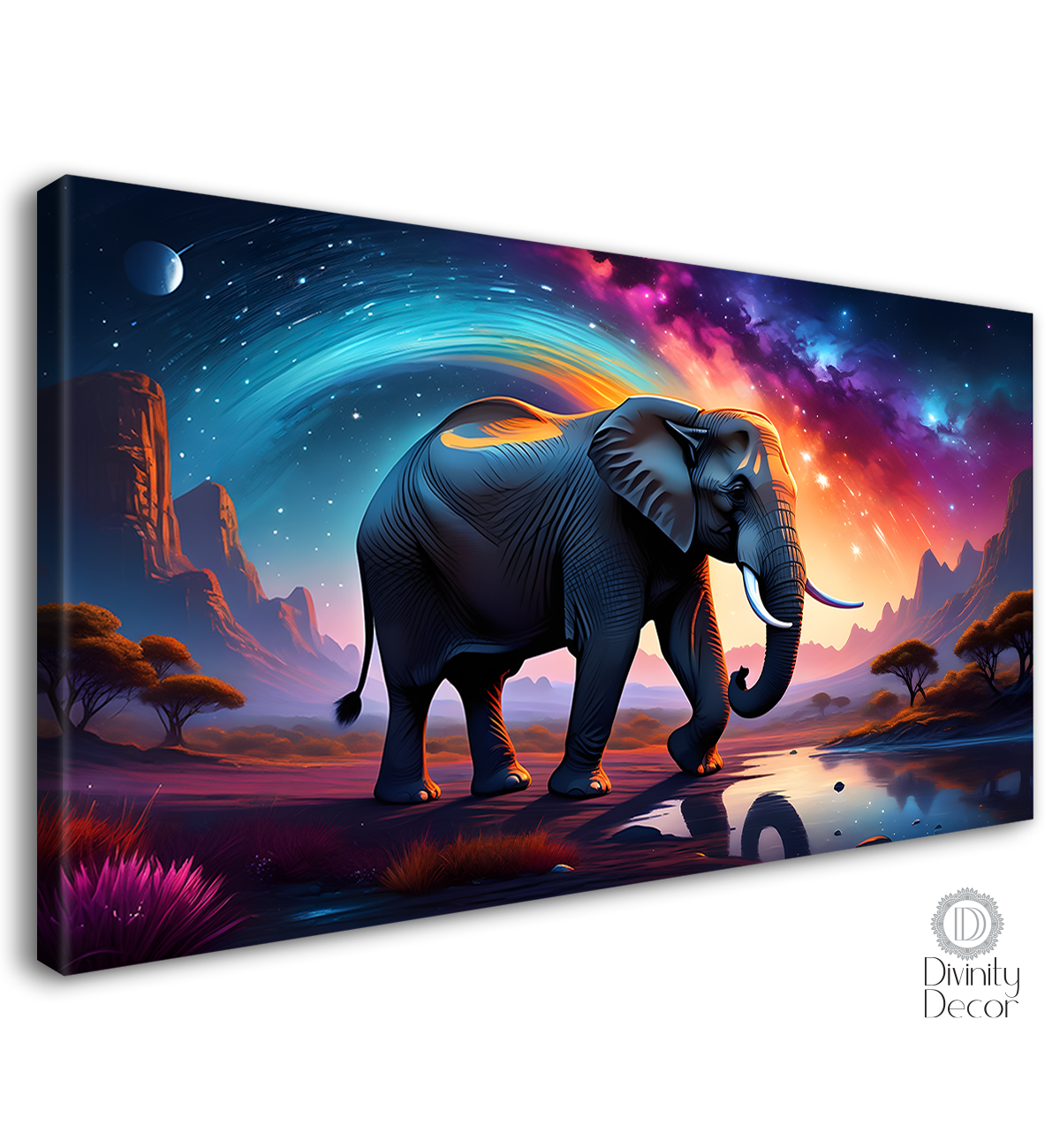 Elephants with galaxy background textured art.  - Design - Animal - 143
