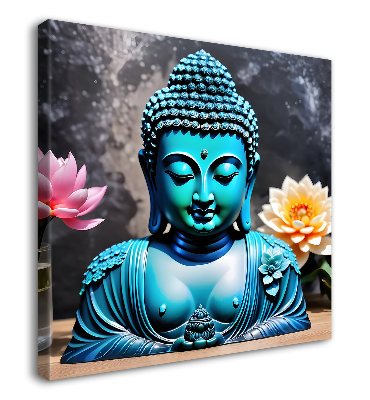 Lord Buddha Rasin art marble finish Golden painting 24x24 inch Buddha-S-144