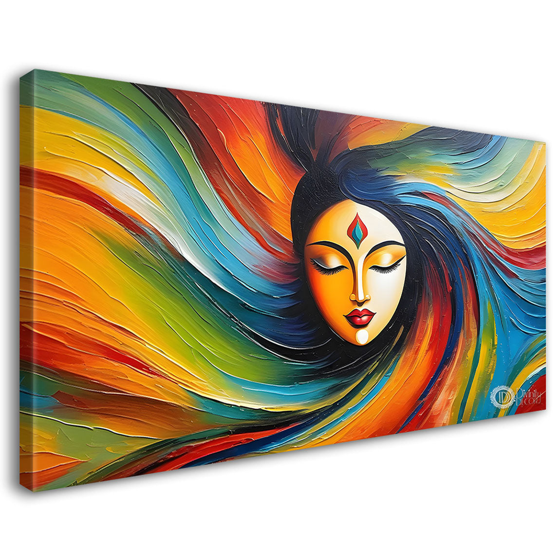Beautiful woman with colorful hairs painting Canvas Painting - Design - Modern-L-144