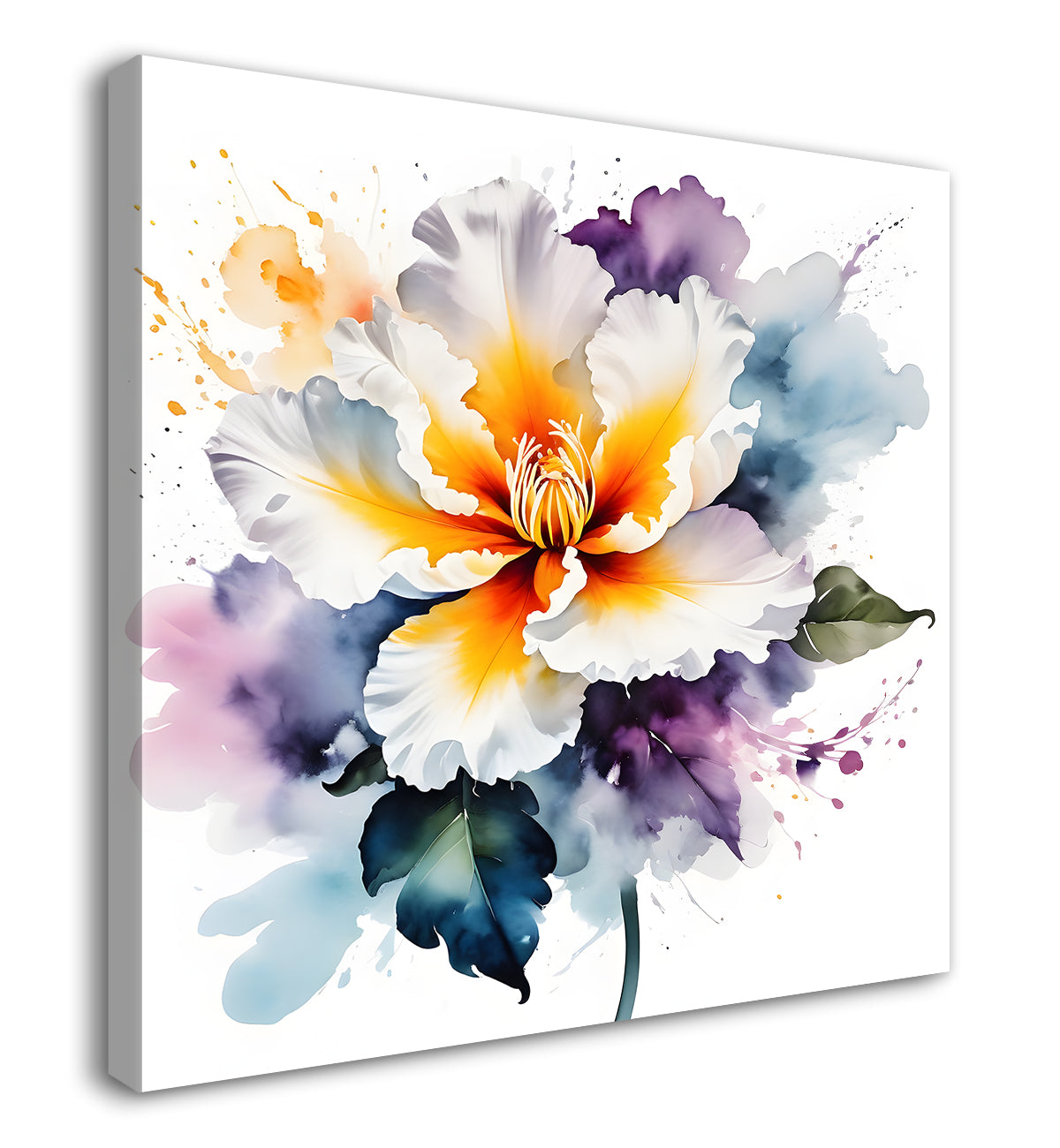 White flower water colour painting  - Flower-S-144