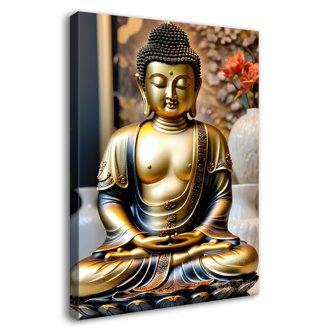 Golden buddha with textured background  - Buddha-V-145