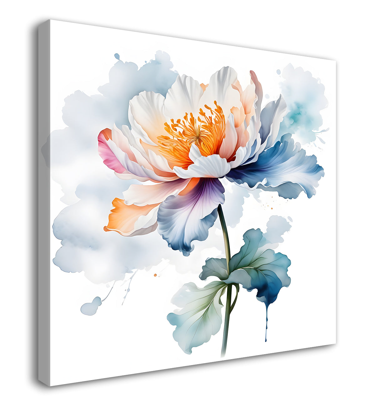 White flower water colour painting - Flower-S-145