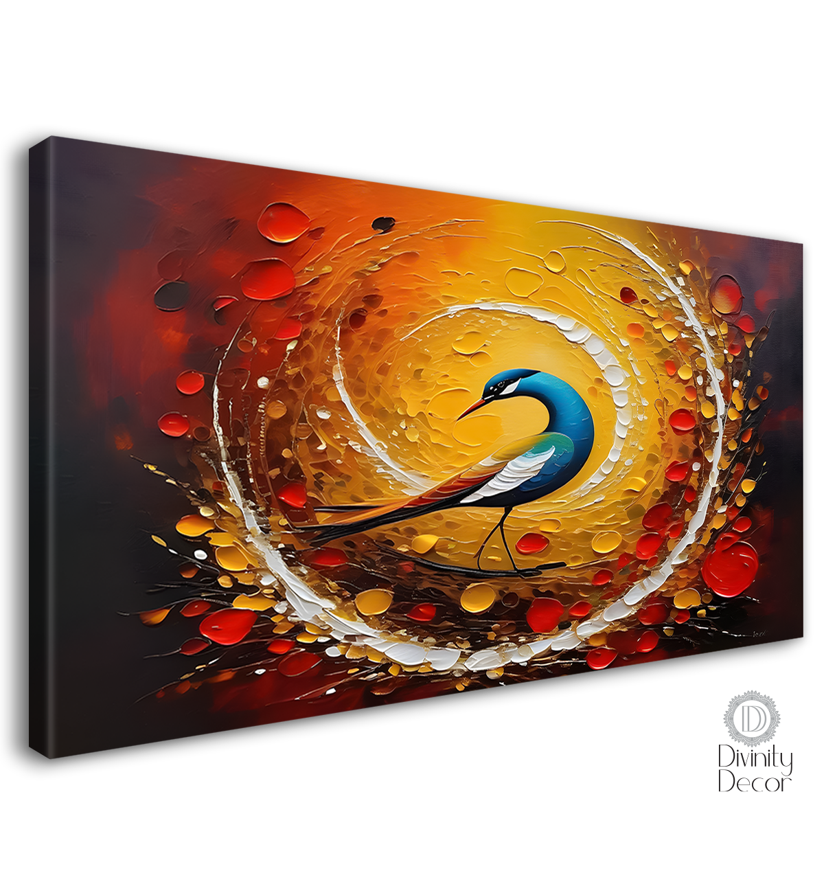 Bird with yellow and red background textured art.- Design - Animal - 145