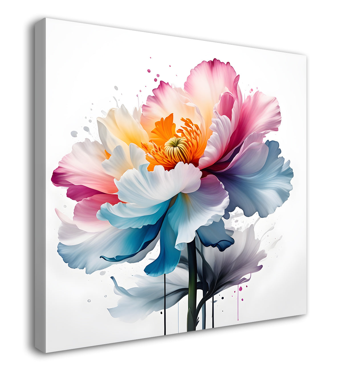 Pink and blue flower water colour painting - Flower-S-146