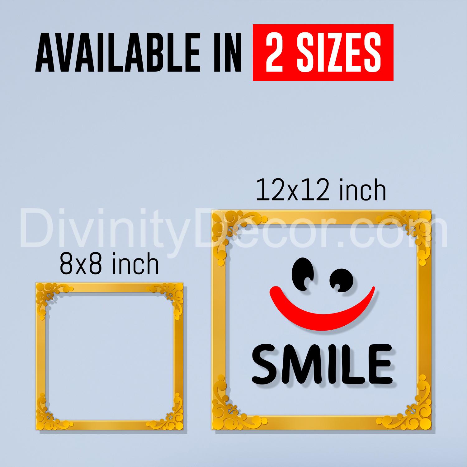 Smile Golden Plaque for Gifting, Wall Decor Clear UV print with Golden Border-147