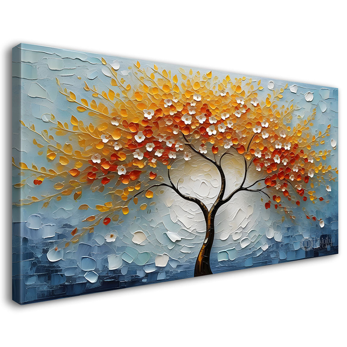 Orange tree in textured modern art- Design - Tree-148