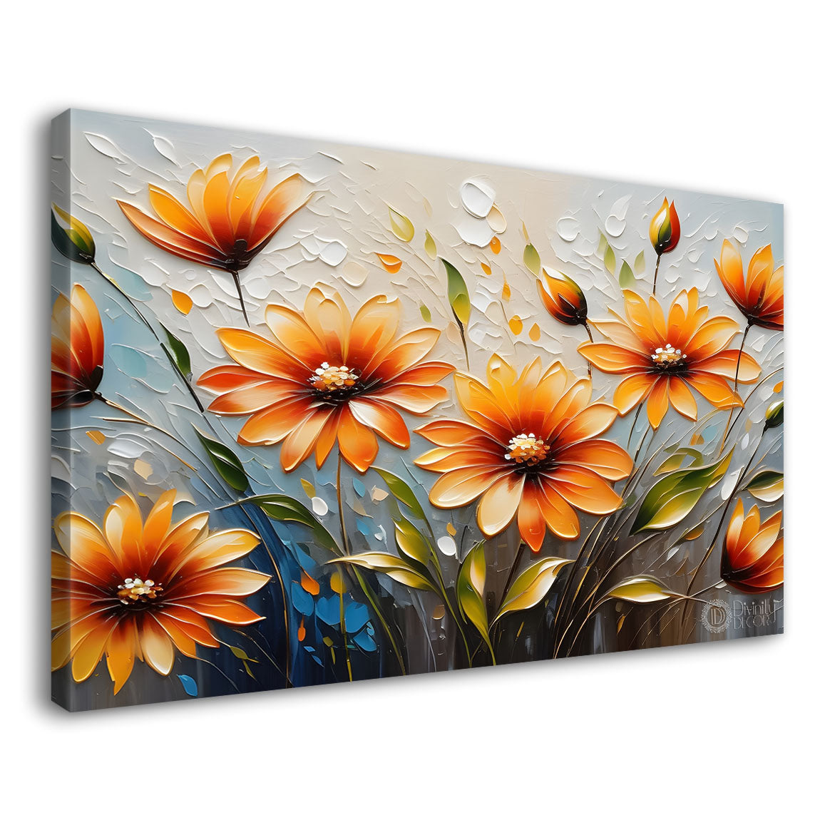 Yellow flowers with light textured painting- Design - Flower-148