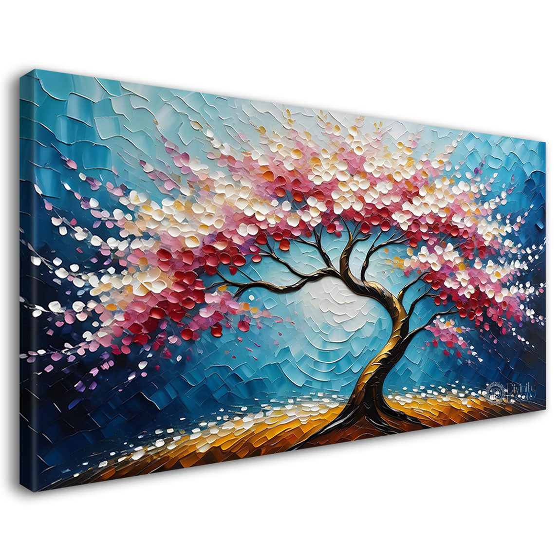 Spring tree in textured modern art- Design - Tree-149
