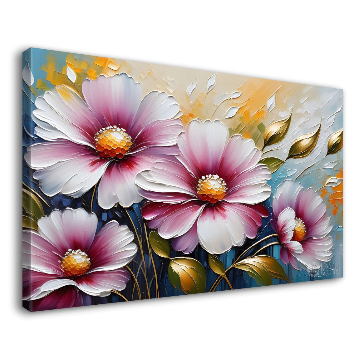 Purple flowers with light textured painting- Design - Flower-149