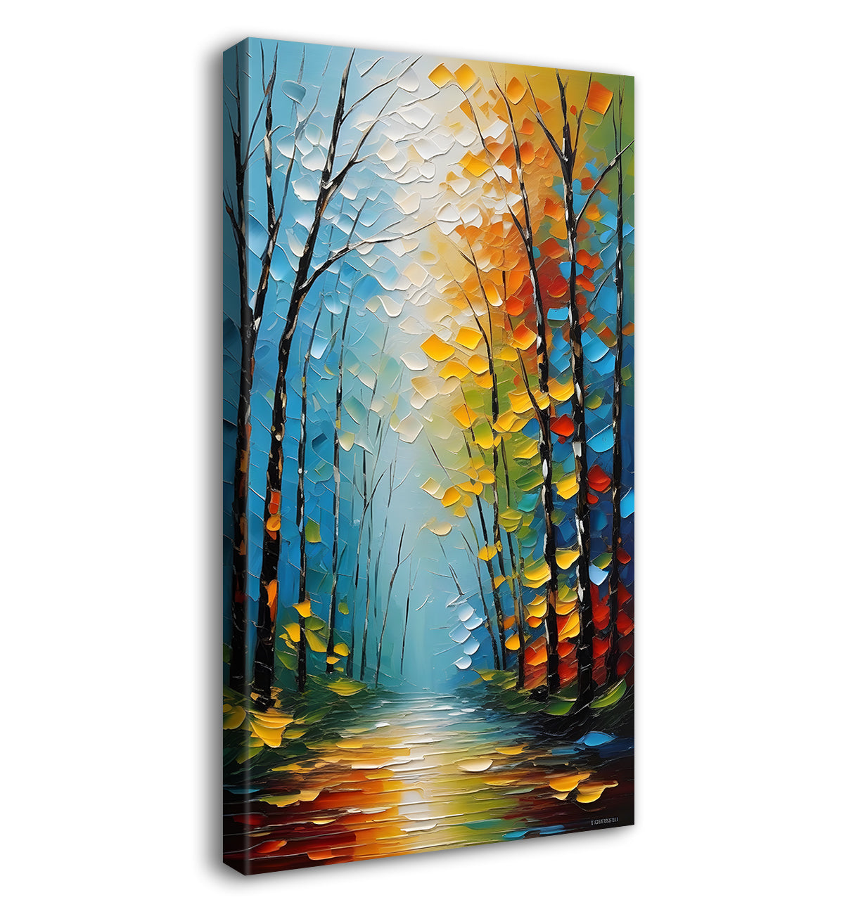 Colourful textured trees  natural art Canvas Painting - Nature Art -V-14