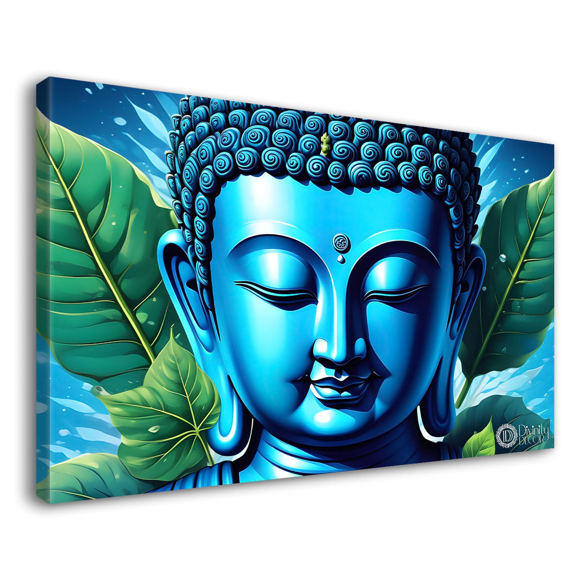 Buddha with light blue textured painting Canvas Wall Painting - Buddha-14