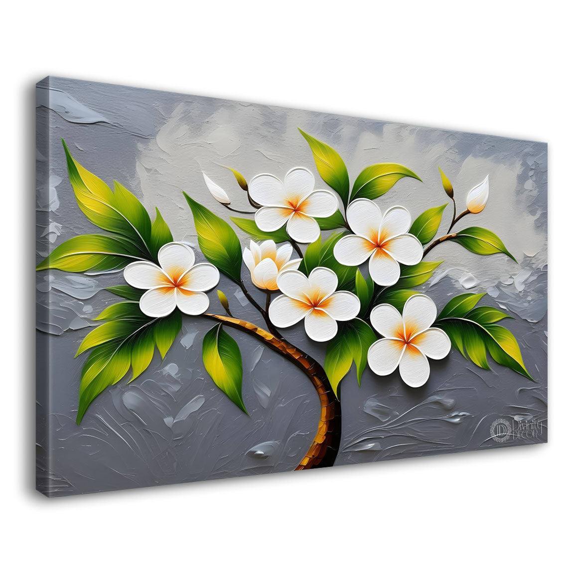 White flowers with grey textured painting - Design - Flower-14
