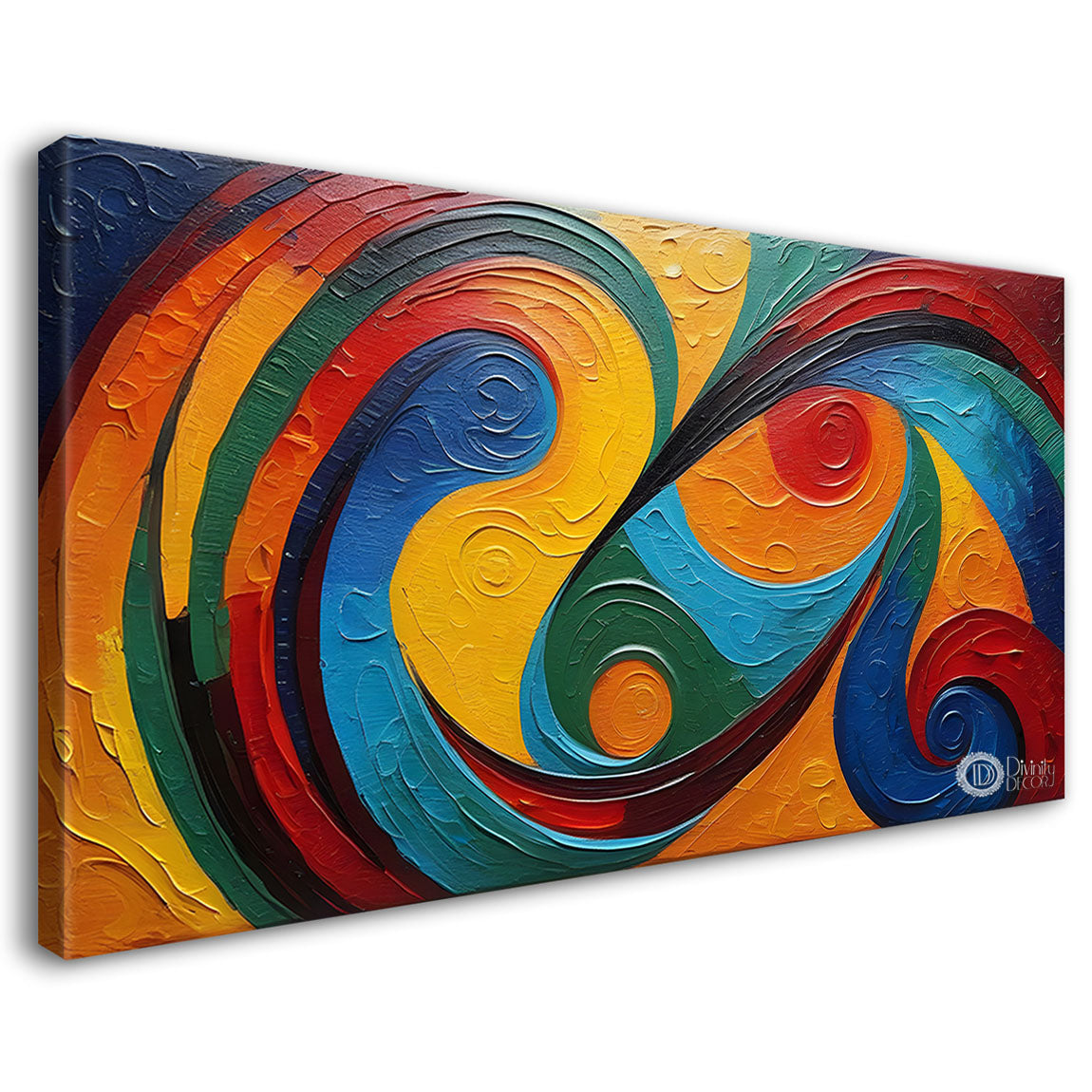 Colorful waves Textured art Canvas Painting - Design - Modern-L-14