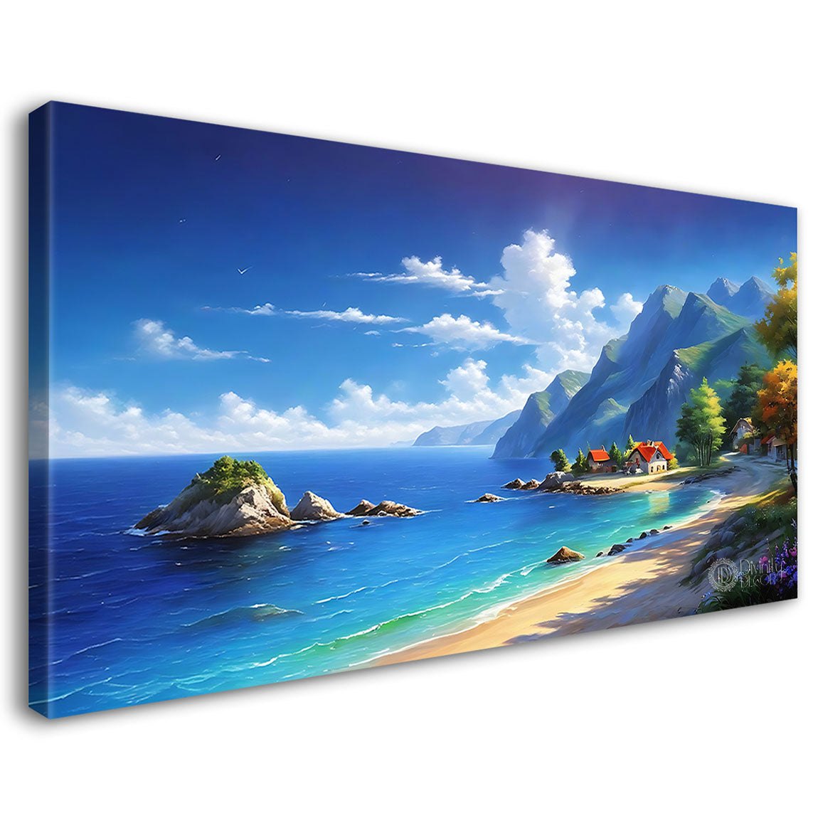 Beach with sea in textured natural art Canvas Painting - Nature Art -14