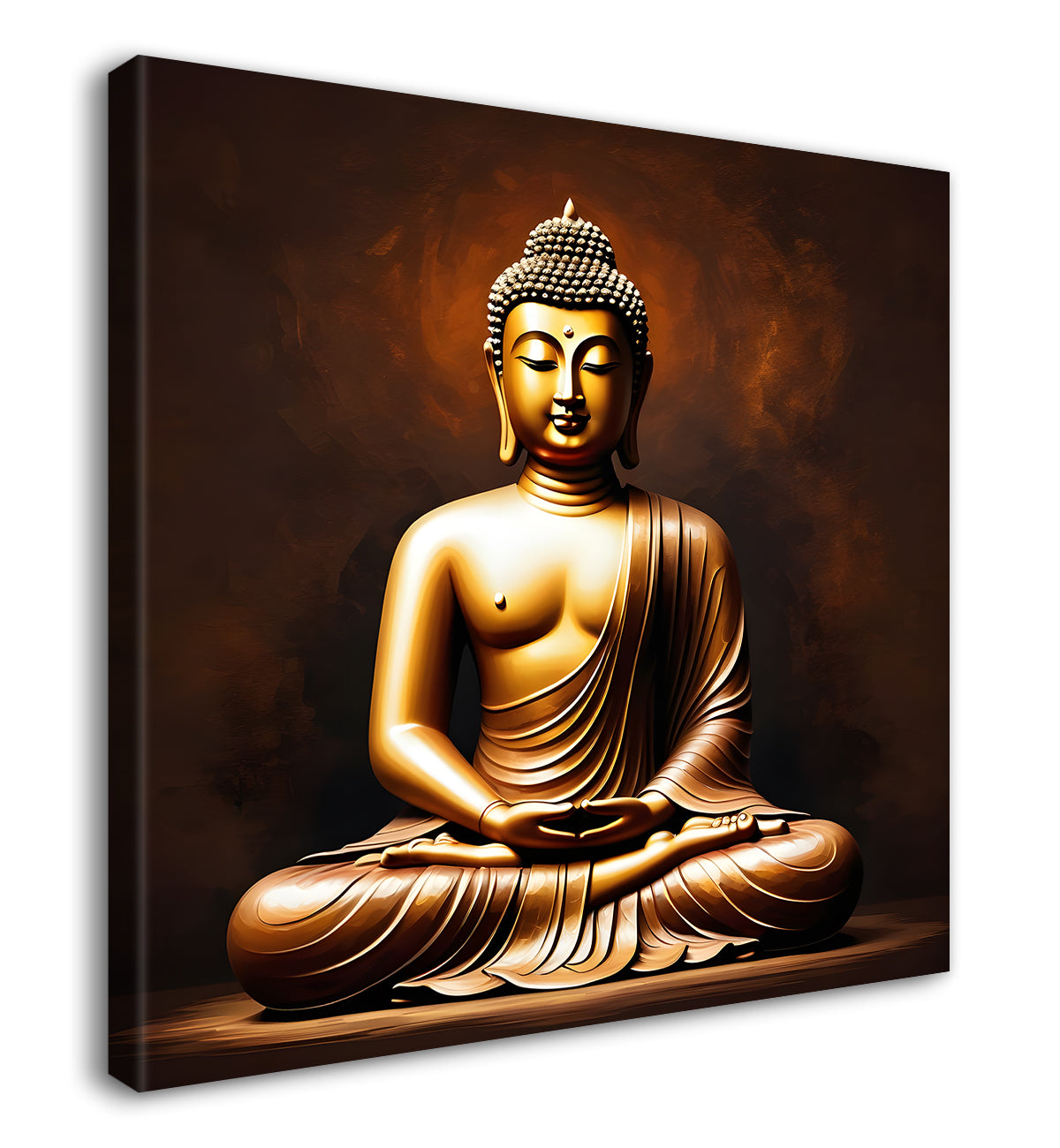 Golden Buddha with Dark brown Background painting 24x24 inch Buddha-S-14
