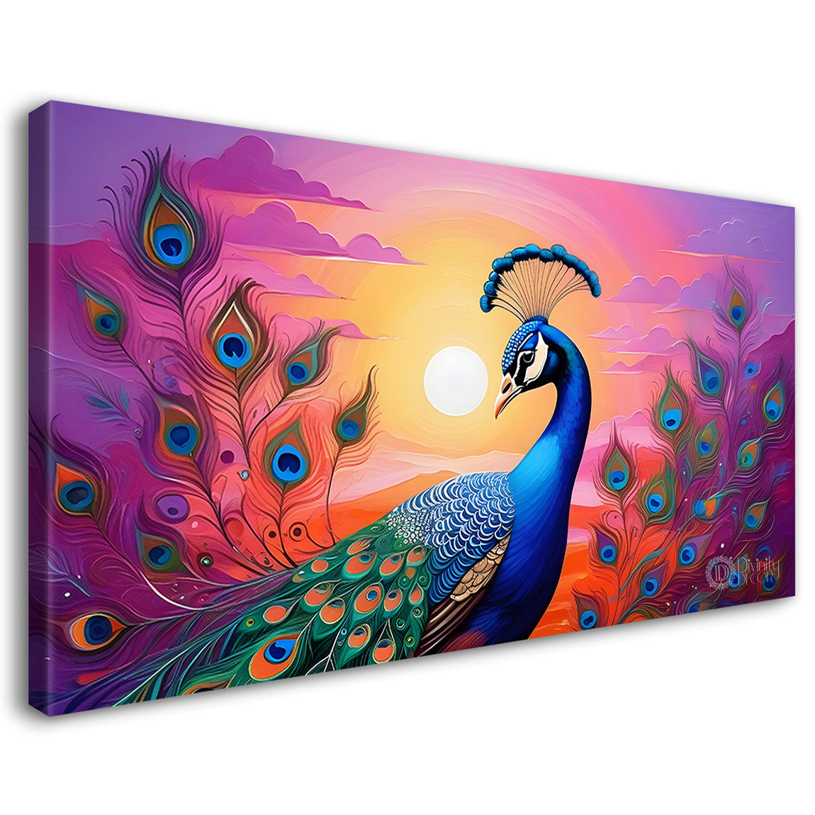 Peacock with purple background Canvas Painting - Design - Peacock-15