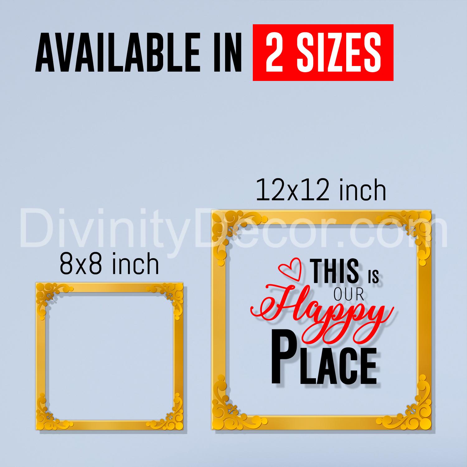 This is happy place Golden Plaque for Gifting, Wall Decor Clear UV print with Golden Border-150