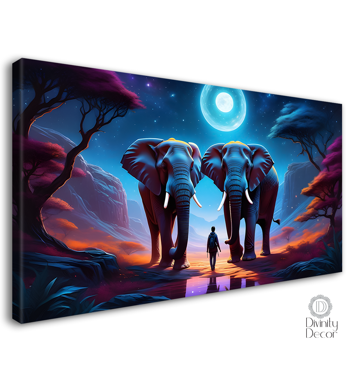 Two elephants with galaxy background textured art. - Design - Animal - 150