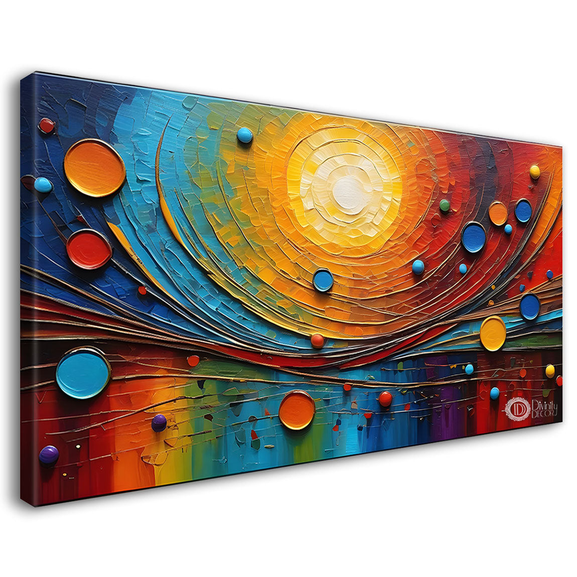 Sun with colorful rays modern art Canvas Painting - Design - Modern-L-150