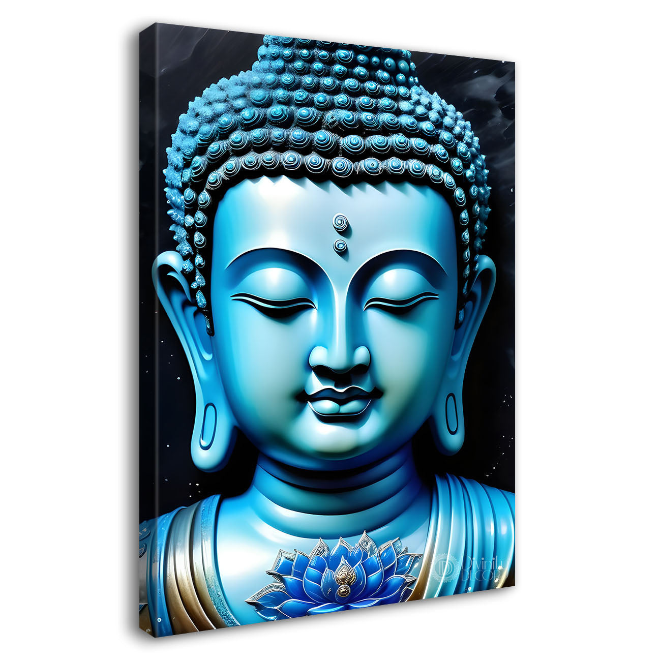 Blue face buddha with dark background - Buddha-V-151
