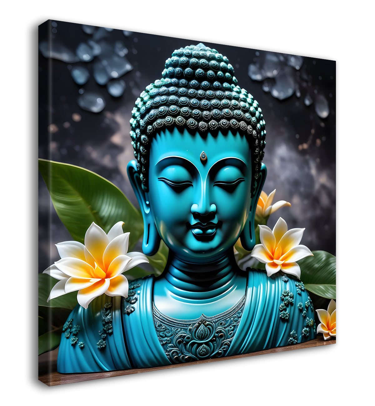 Lord Buddha Rasin art marble finish Golden painting 24x24 inch Buddha-S-151