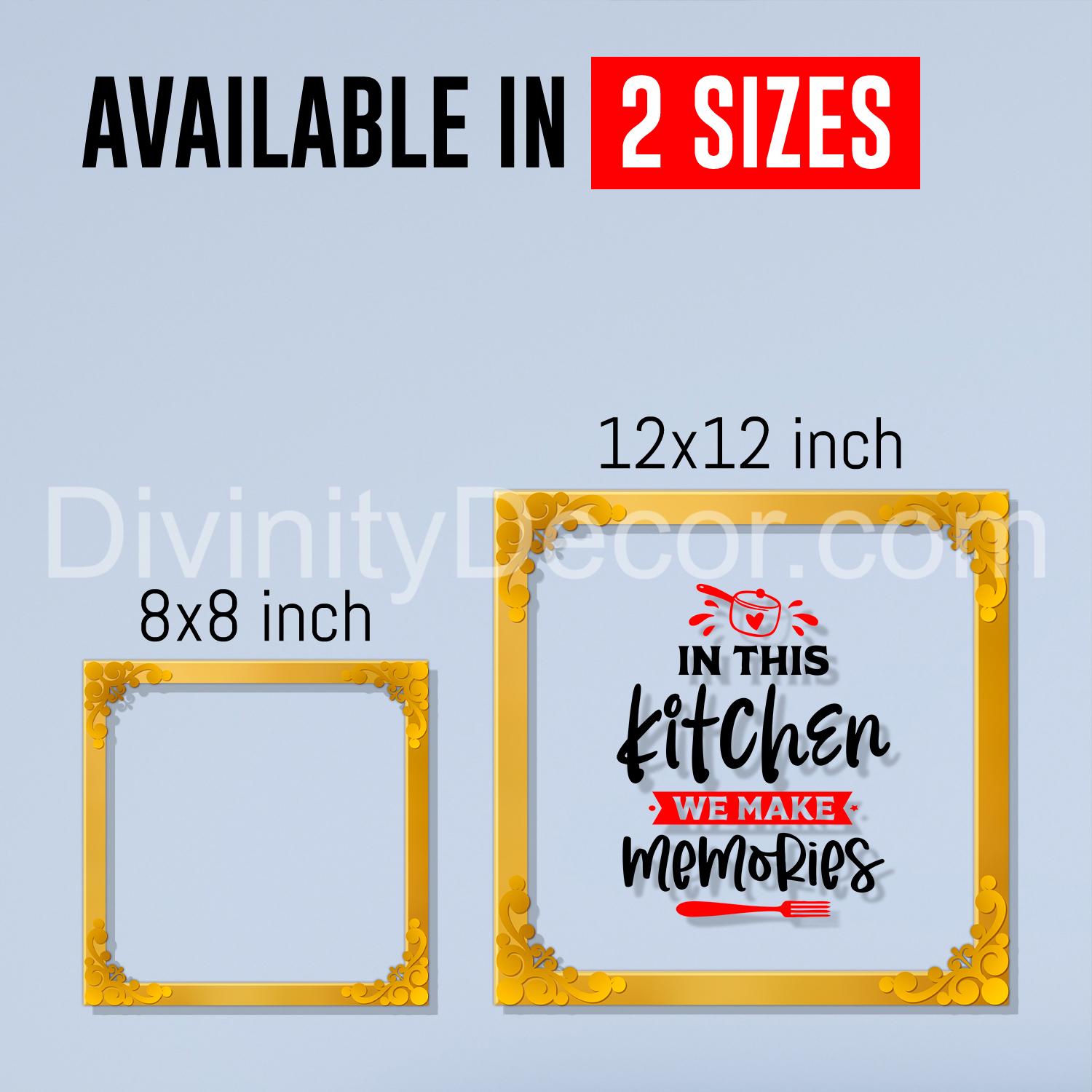 In this kitchen we make memories Golden Plaque for Gifting, Wall Decor Clear UV print with Golden Border-153