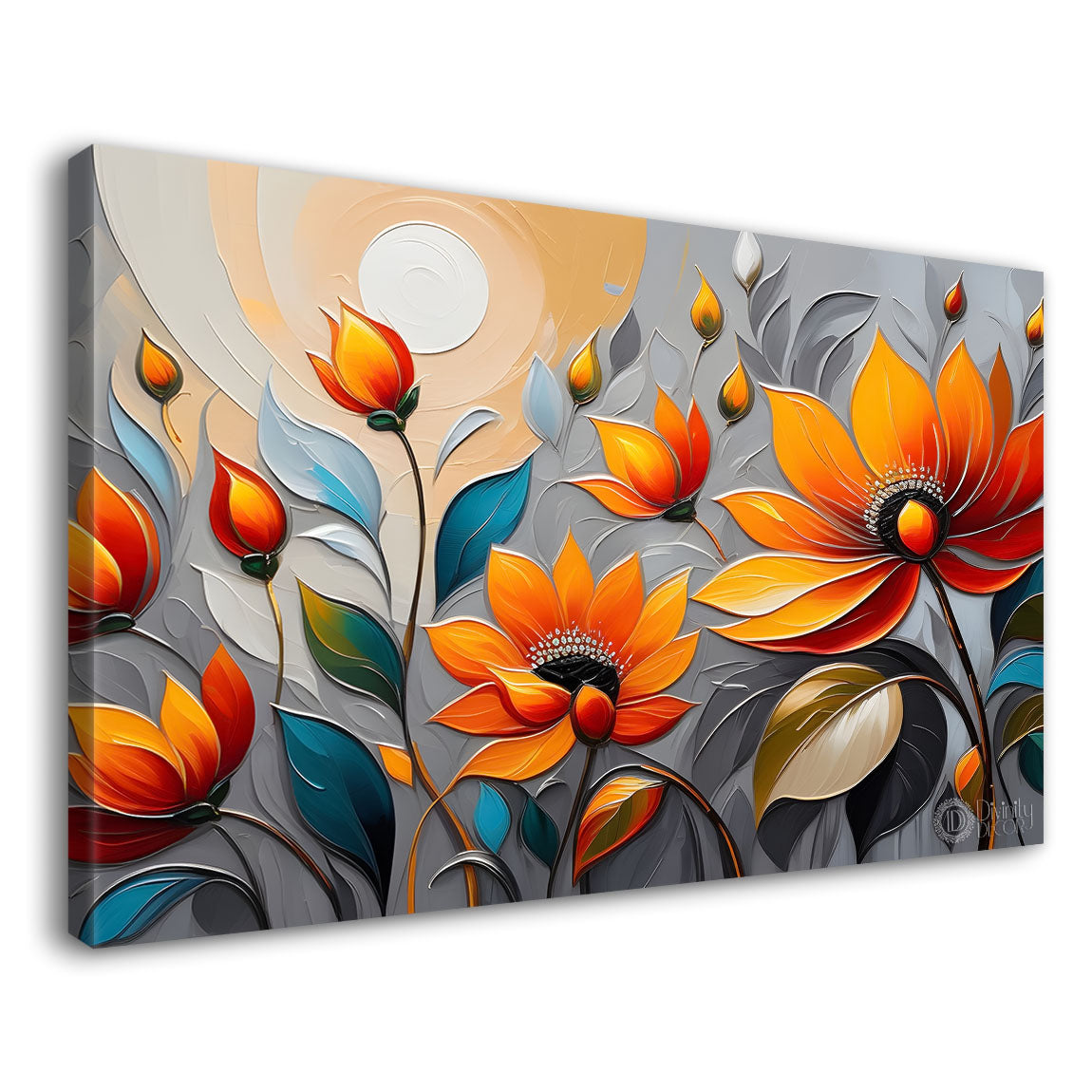 Orange flowers with light background- Design - Flower-153