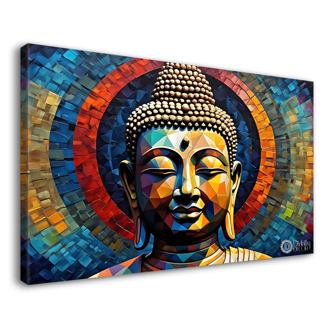 Golden buddha with colorful background textured painting Canvas Wall Painting - Buddha-154
