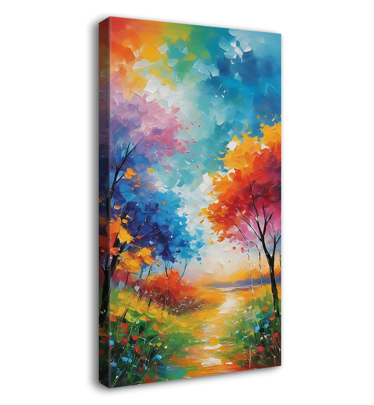 Colourful trees in textured painting art Canvas Painting - Nature Art -V-154