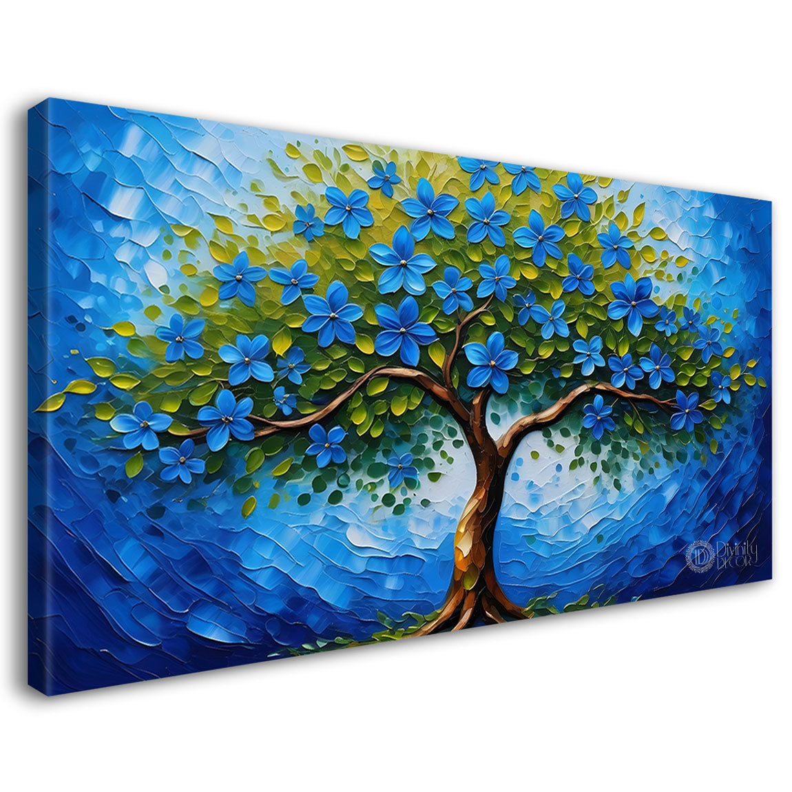 Blue tree in textured modern art- Design - Tree-154