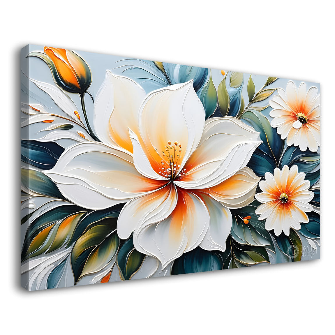 White flowers with light textured painting- Design - Flower-155