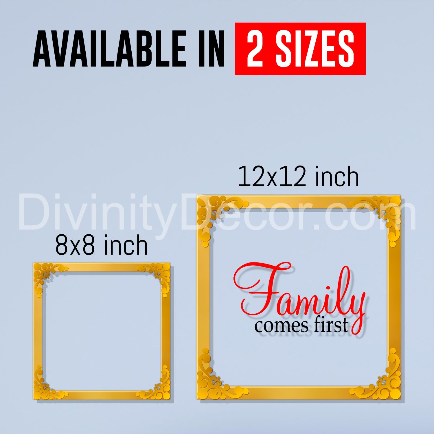 Family comes first Golden Plaque for Gifting, Wall Decor Clear UV print with Golden Border-156