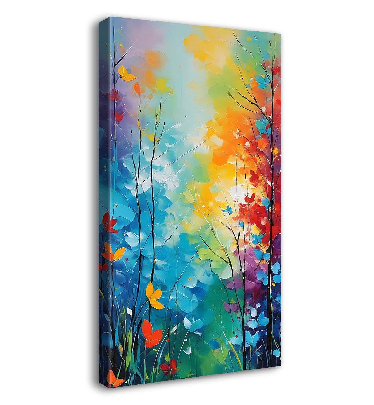 Colourful tree in textured natural art Canvas Painting - Nature Art -V-156