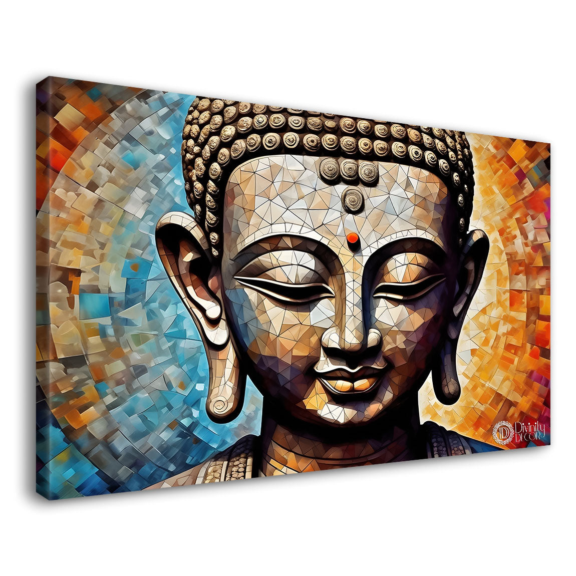 Golden buddha with colorful background textured painting Canvas Wall Painting - Buddha-157
