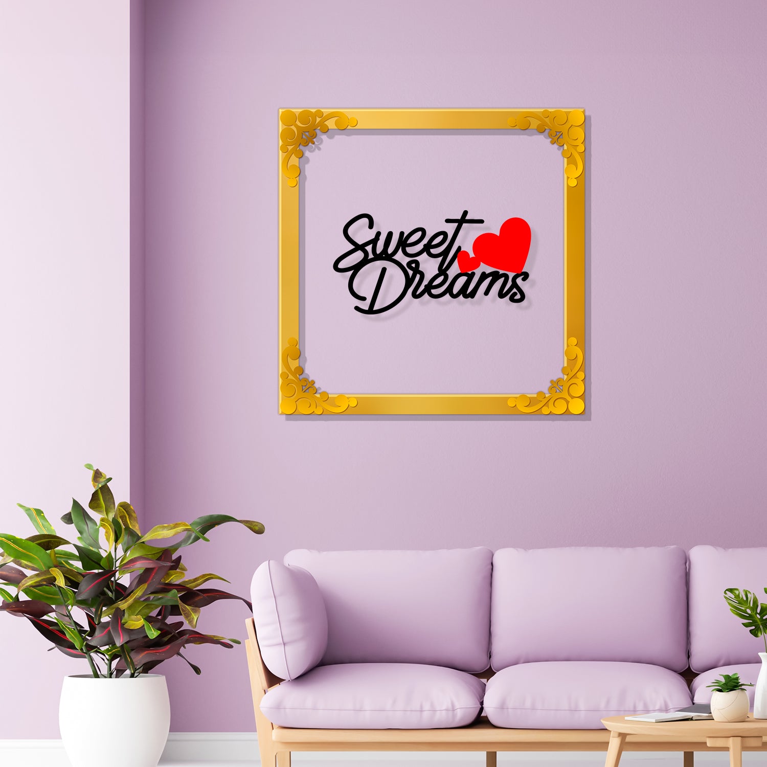 Sweet dreams Golden Plaque for Gifting, Wall Decor Clear UV print with Golden Border-157