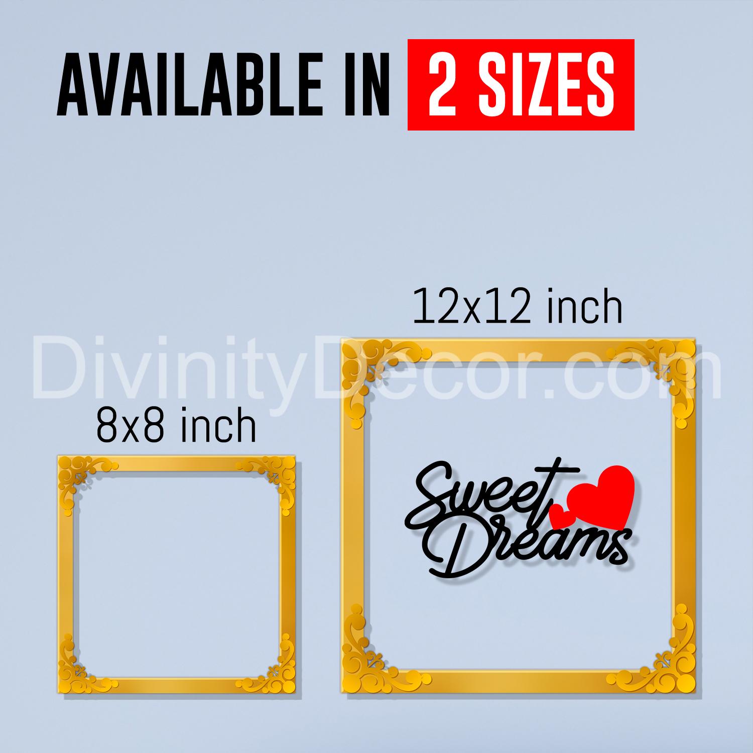 Sweet dreams Golden Plaque for Gifting, Wall Decor Clear UV print with Golden Border-157