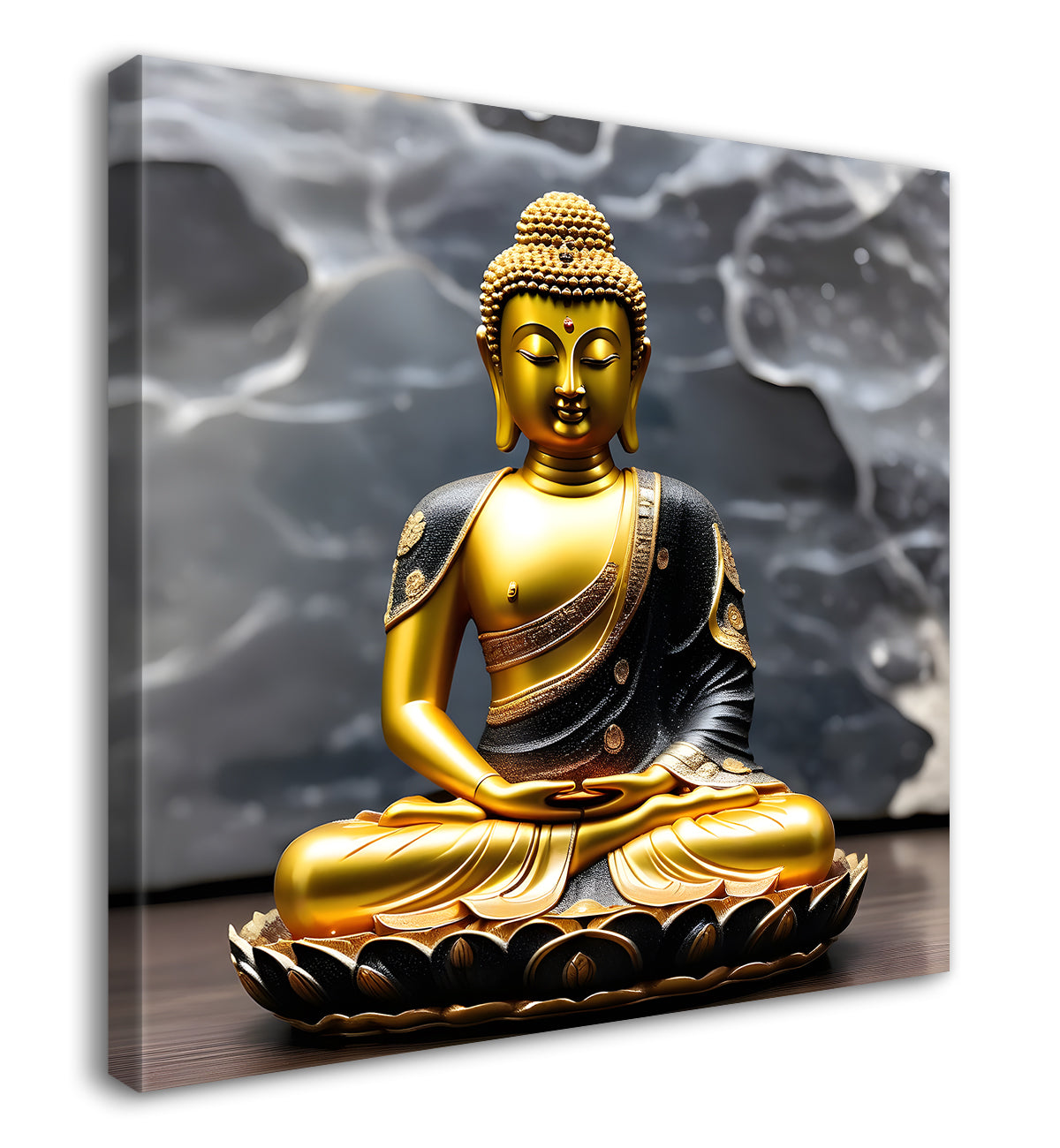 Lord Buddha Rasin art marble finish Golden painting 24x24 inch Buddha-S-158