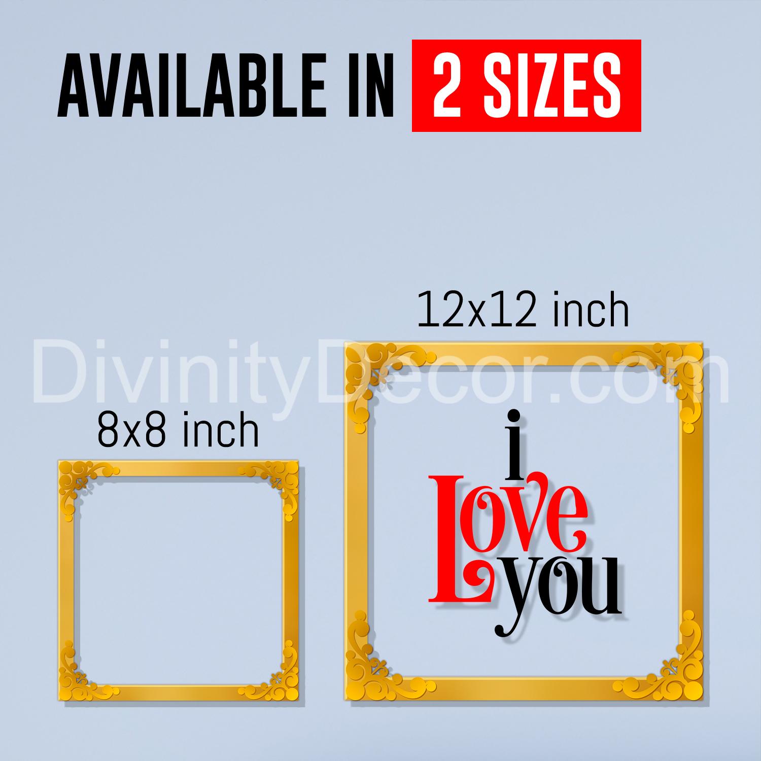I love you Golden Plaque for Gifting, Wall Decor Clear UV print with Golden Border-159