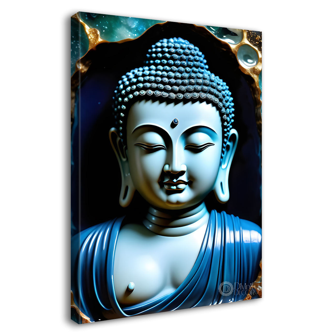 Blue buddha with dark texturd painting - Buddha-V-159