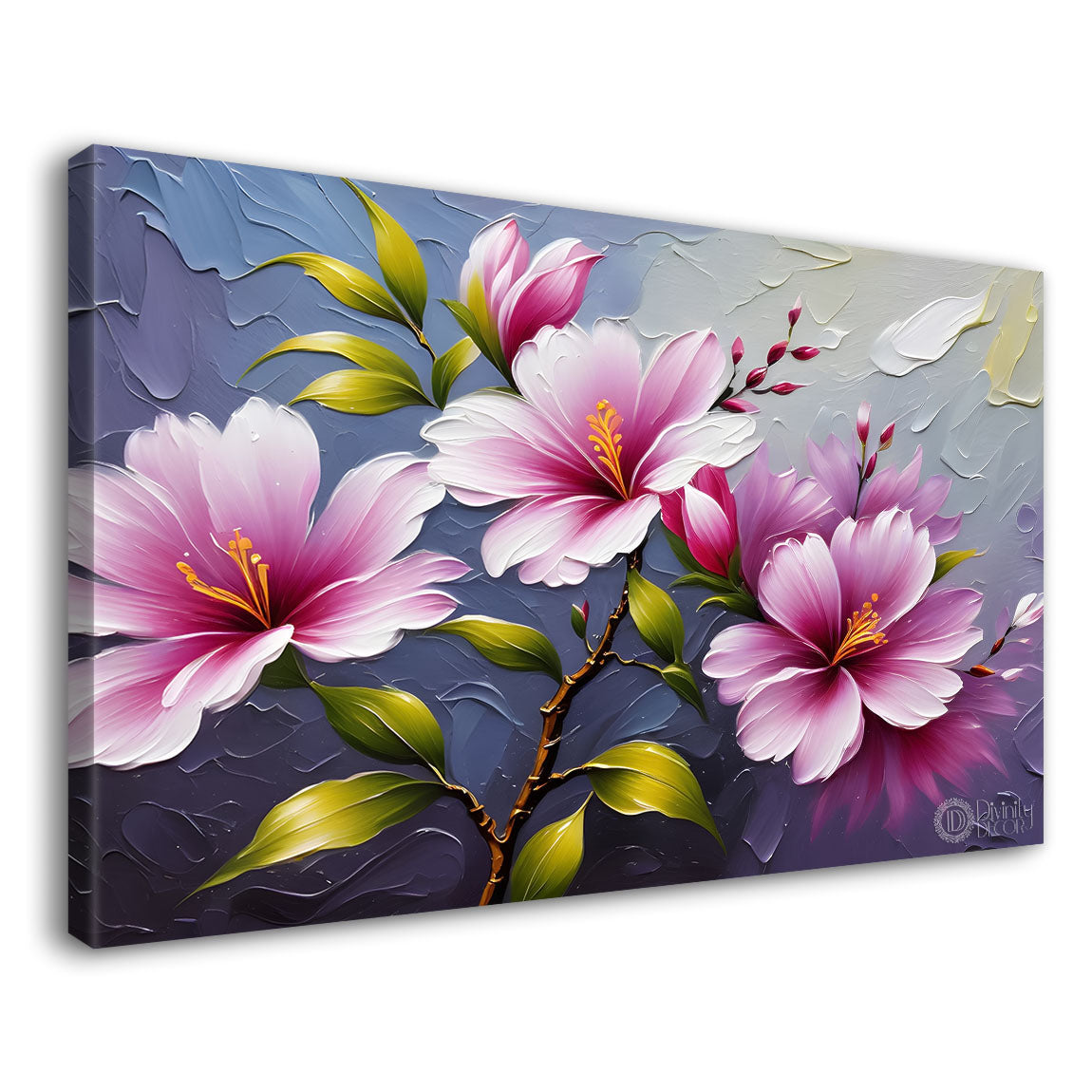 Purple flowers with grey background- Design - Flower-159