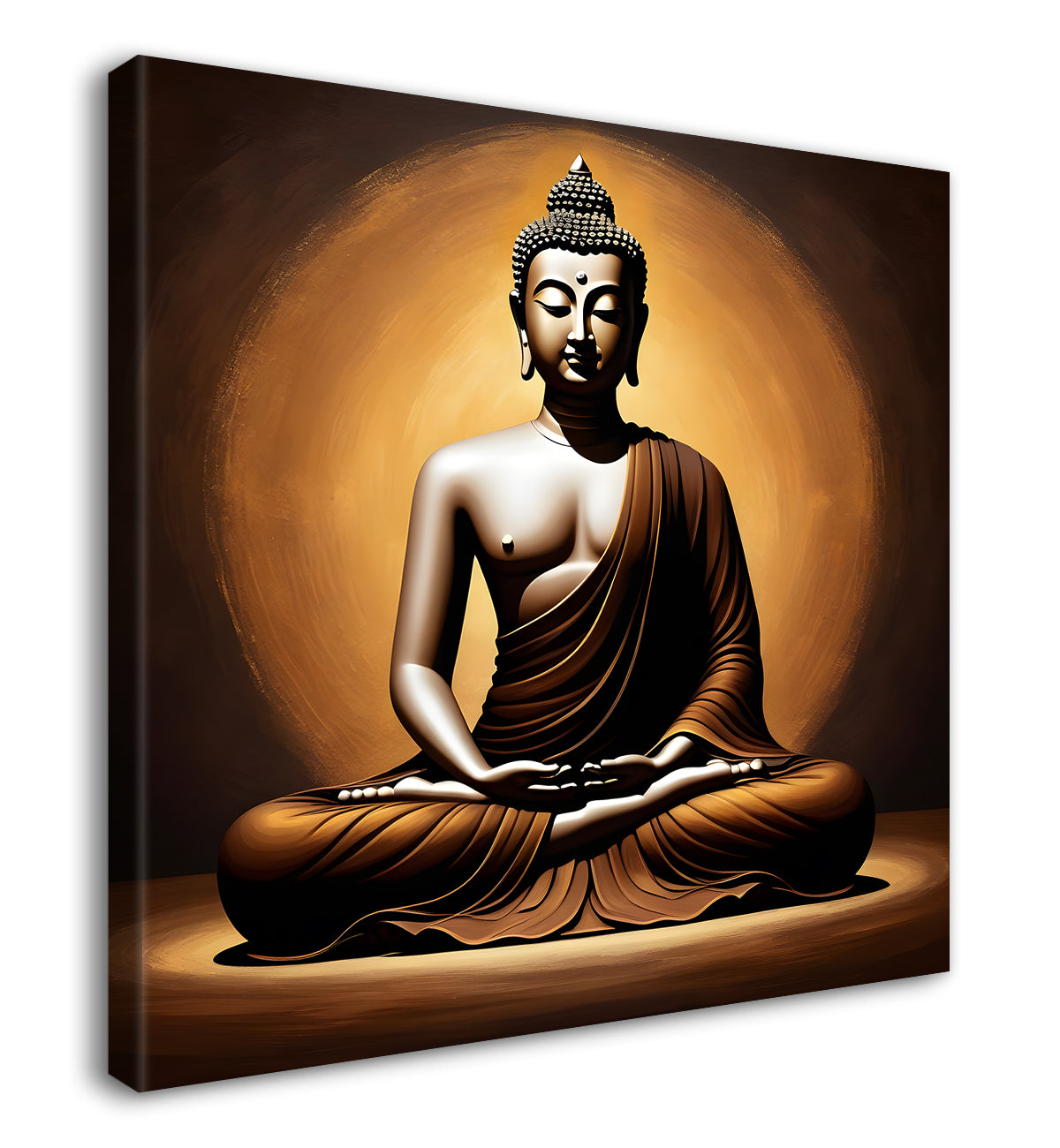 Golden Buddha with Dark brown Background painting 24x24 inch Buddha-S-15