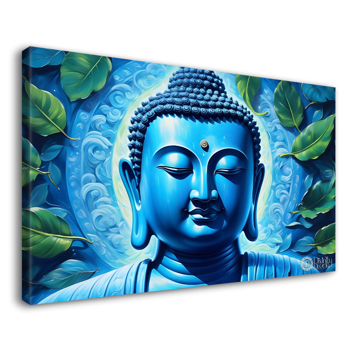 Buddha with light blue textured painting Canvas Wall Painting - Buddha-15