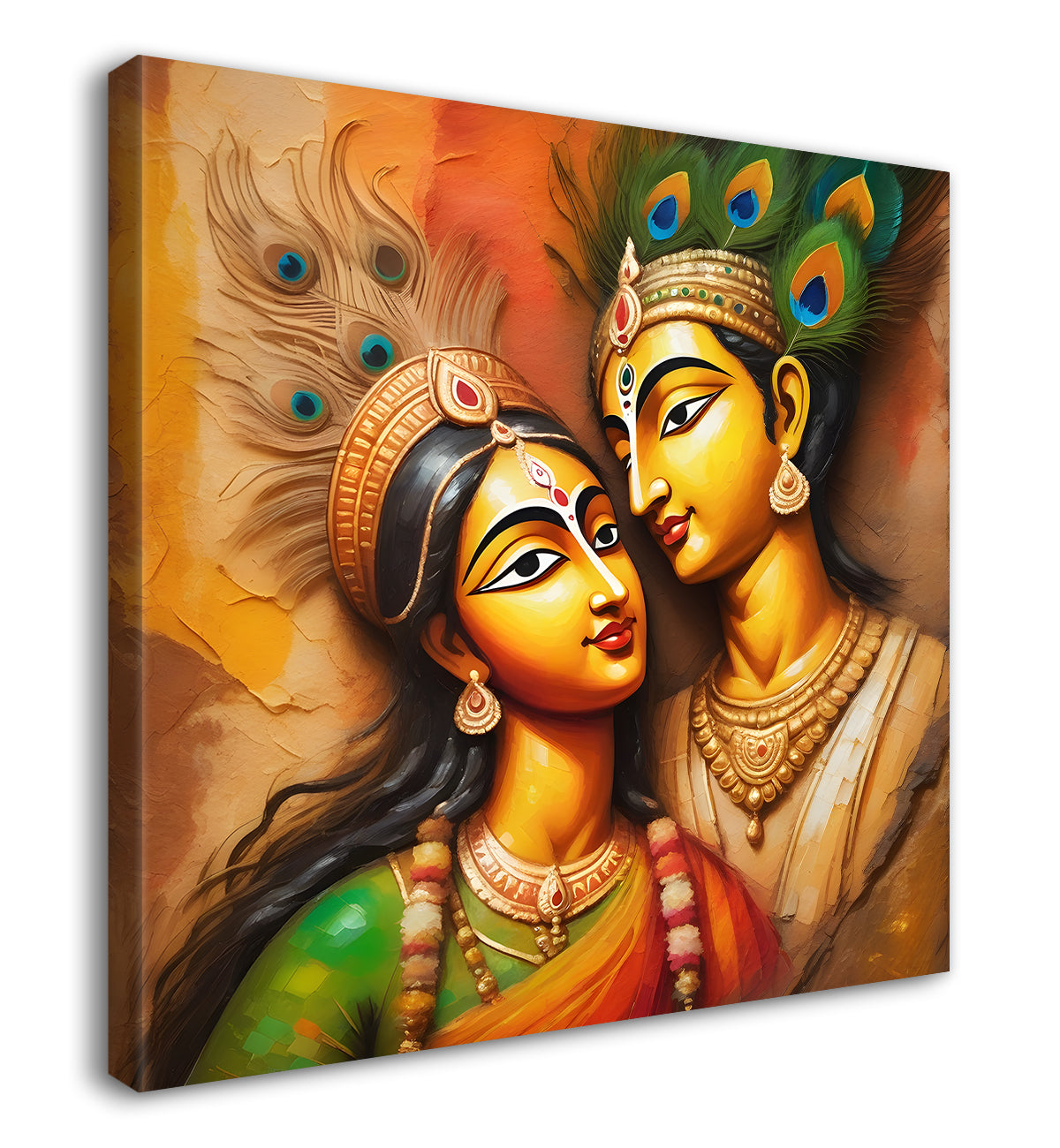 Krishna with radha in colourful oil painting Canvas Painting 24X24- Design - Krishna-S-15