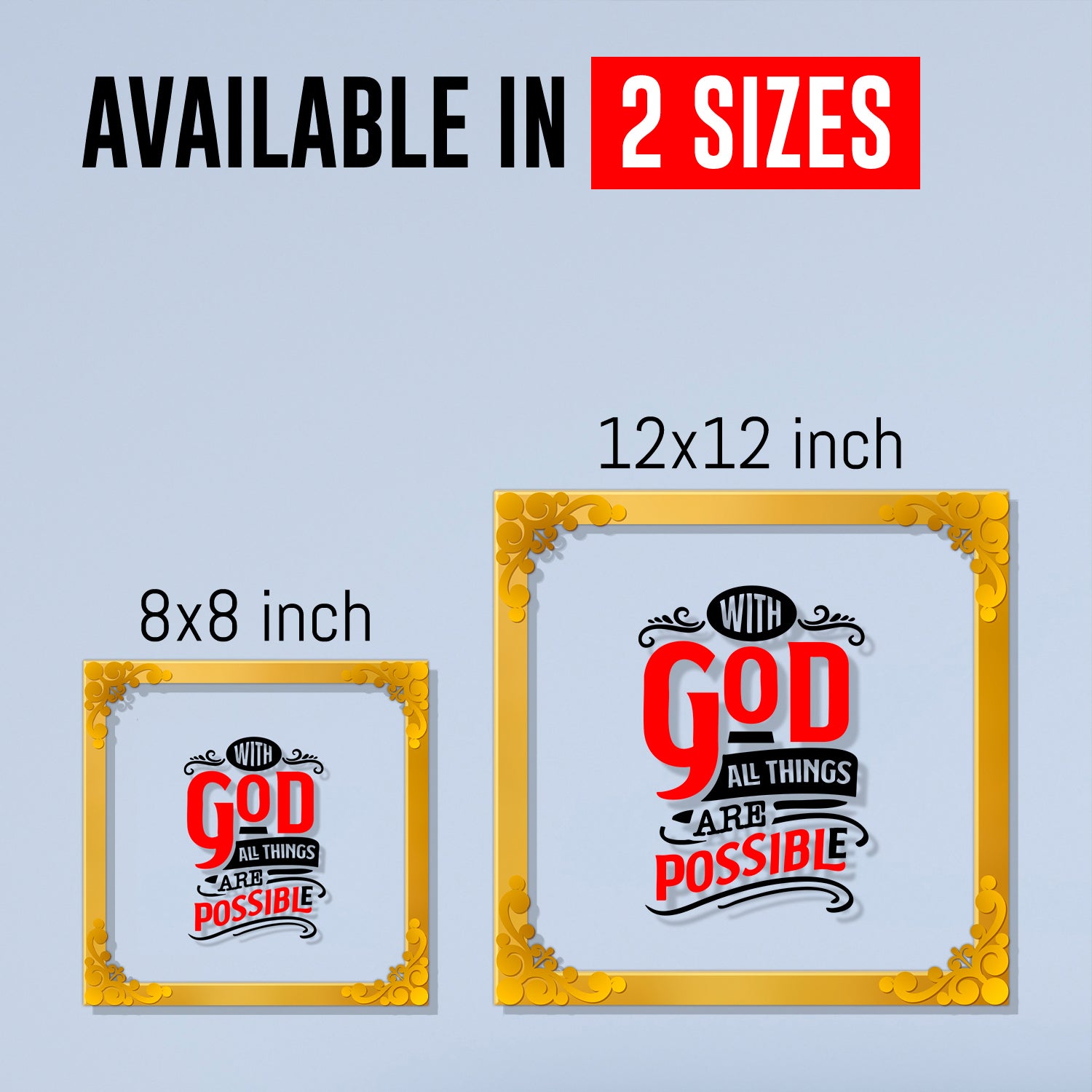 God make all things possible Golden Plaque for Gifting, Wall Decor Clear UV print with Golden Border-160