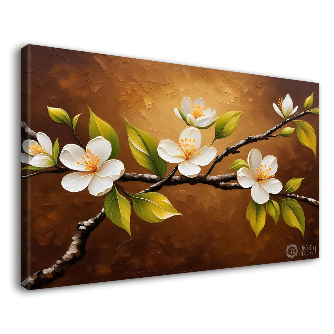 White flowers with golden background- Design - Flower-160