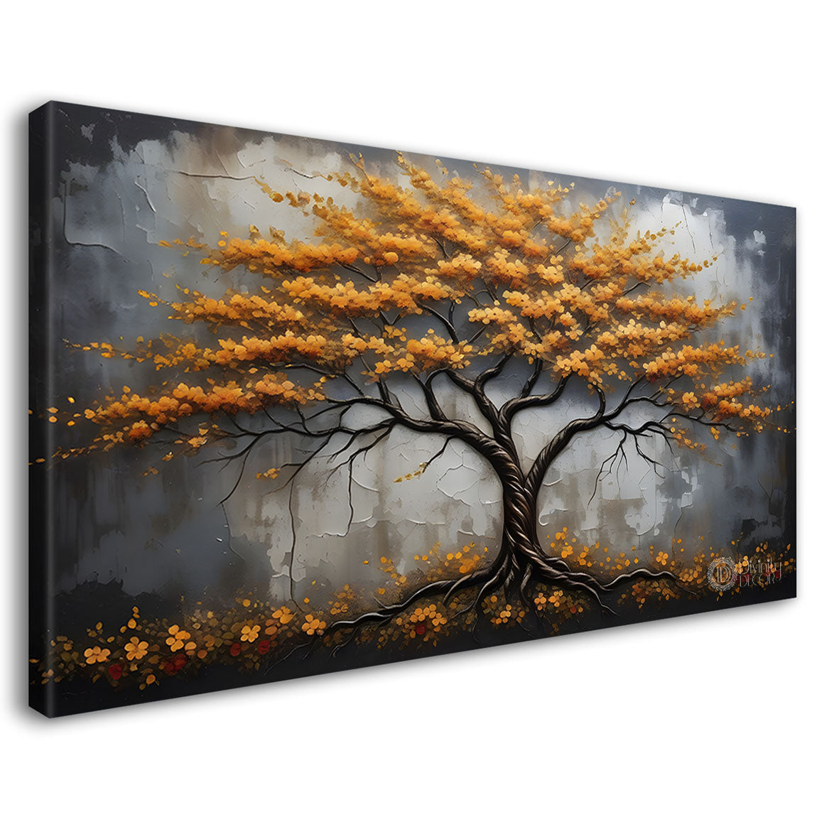 Orange tree in textured modern art- Design - Tree-160