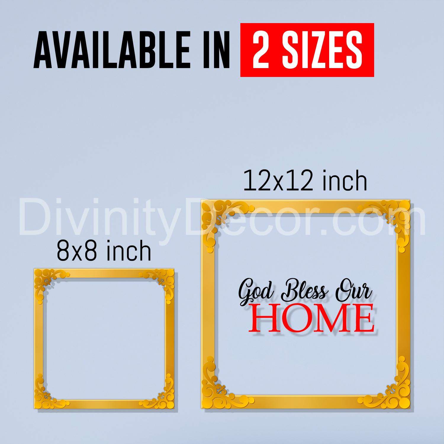 God bless our home Golden Plaque for Gifting, Wall Decor Clear UV print with Golden Border-161
