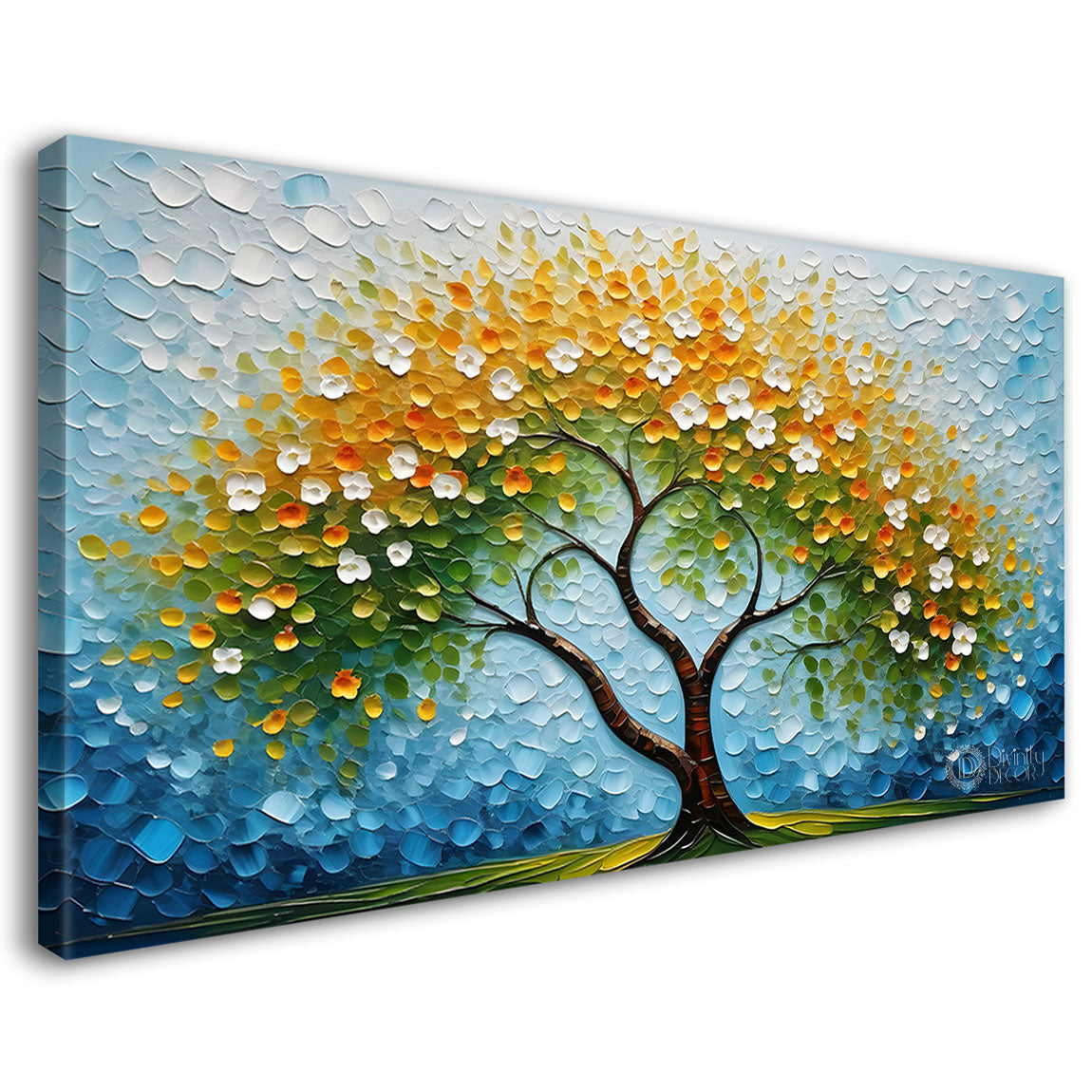 Yellow tree in textured modern art- Design - Tree-161