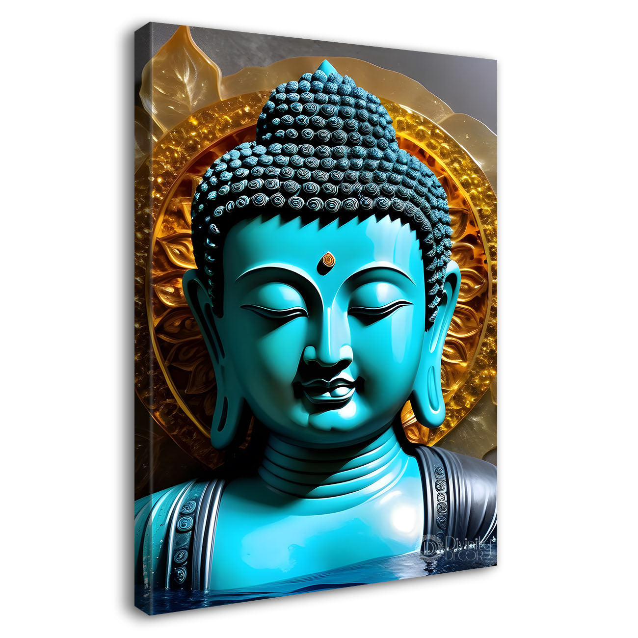 Blue buddha with dark texturd painting - Buddha-V-161