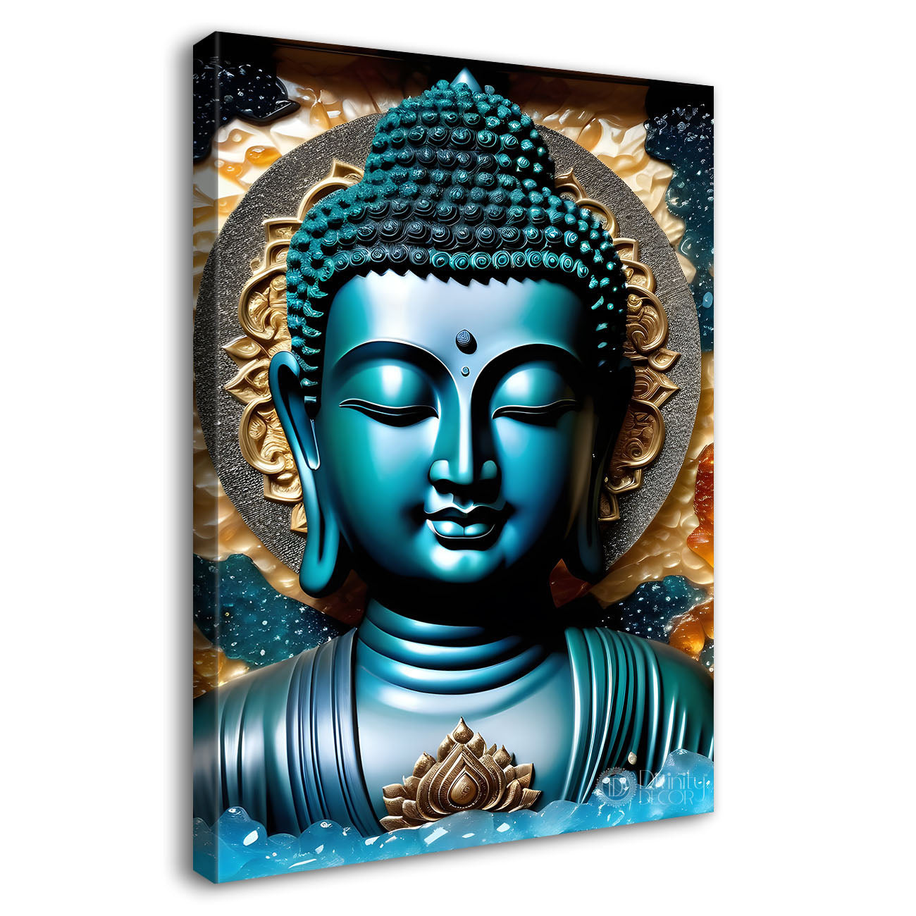 Blue buddha with dark texturd painting - Buddha-V-162